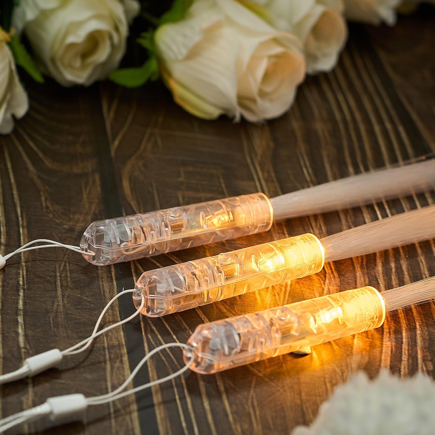 Kasyat 10 Pieces Fiber Optic Wand Light up Glow Stick LED Colorful Flashing Wands for Wedding, Halloween, Christmas Neon Party Favors Supplies(Clear)