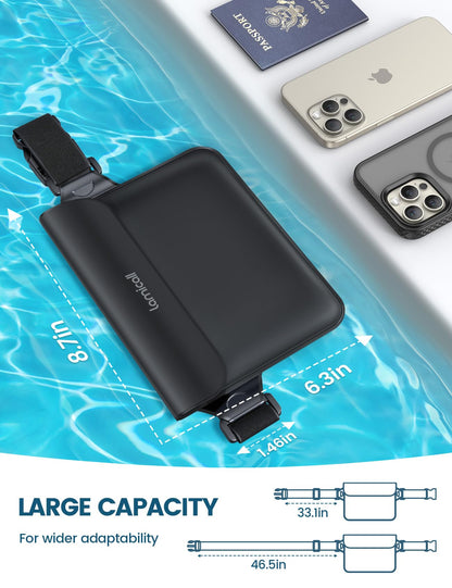 Lamicall [2Pack] Waterproof Fanny Packs, Dry Bag Pouch - [Elastic Waist Strap] Phone Waterproof Waist Pouch Dry Bag, Beach, Kayaking, Swimming, Cruise Essentials, 8.7” for iPhone 16 15 14 13 Pro Max