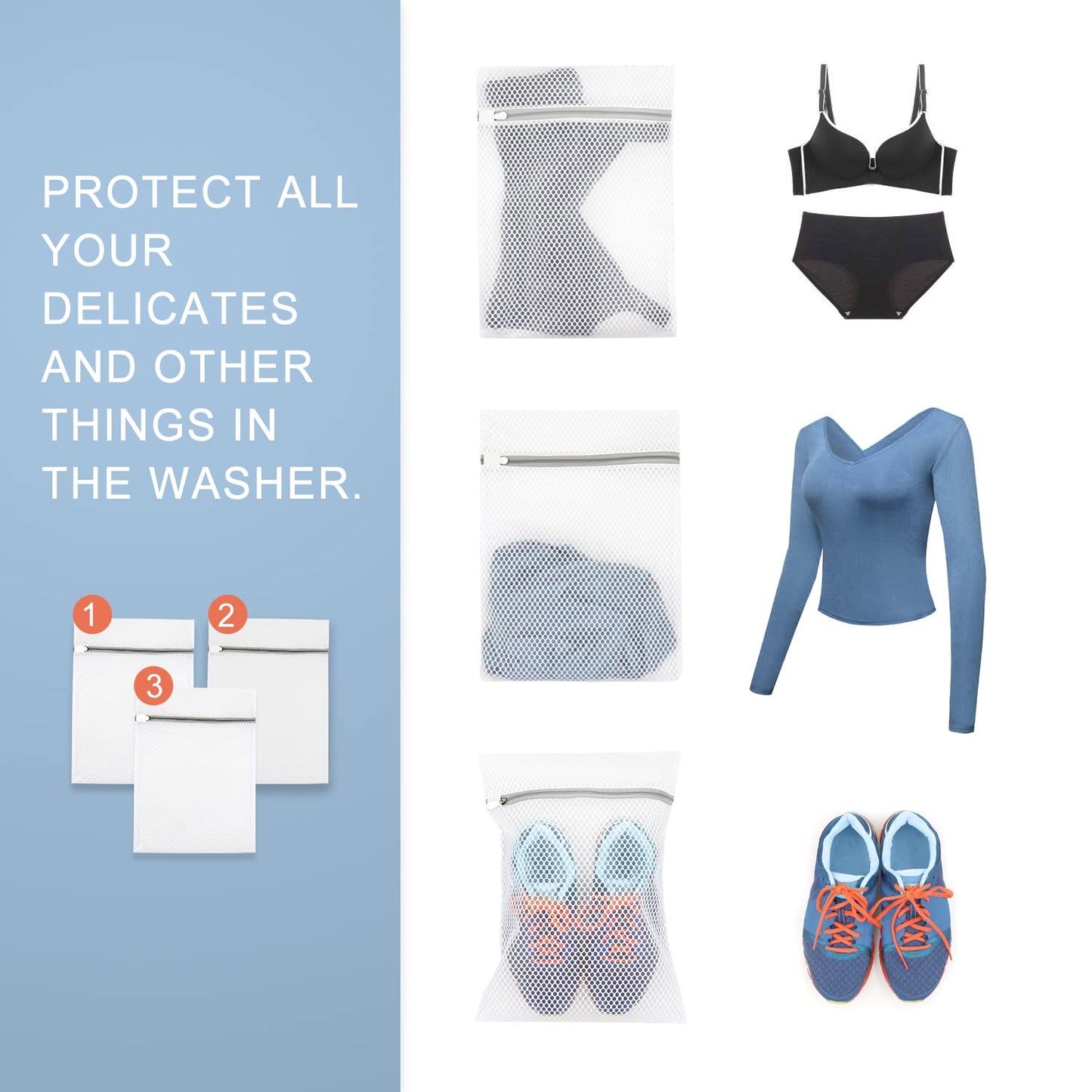 3Pcs Durable Honeycomb Mesh Laundry Bags for Delicates 12 x 16 Inches (3 Medium)