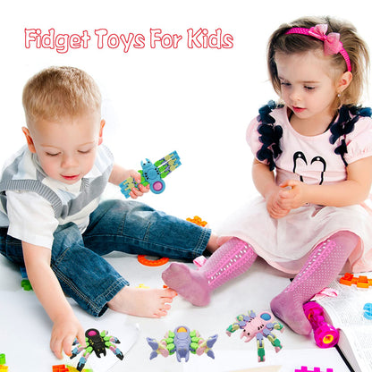 Fidget Toys for Kids and Adults,4 Pcs Transformable Fidget Spinners for Boys Girls, Pop Sensory Fidget Spider Toys, Birthdays Gifts Party Favors for Autism Kids Travel Stocking Stuffers