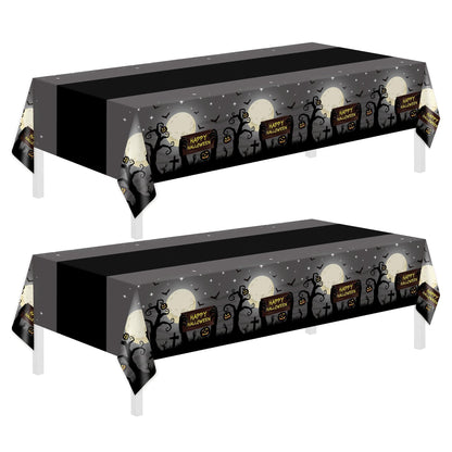 Halloween Tablecloth,2 Pack Disposable Plastic Tablecloth 54"x108" Halloween Decorations,Gray Table Cloth for Birthday Decors,Moon Plastic Table Cover,Party Supplies for Indoor or Outside,Home,Dinner