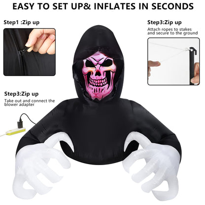 8 FT Length Halloween Inflatable Grim Reaper Halloween Decorations Halloween Outdoor Blow Up Yard for Halloween Outdoor Yard Decorations, Garden, Lawn,Indoor