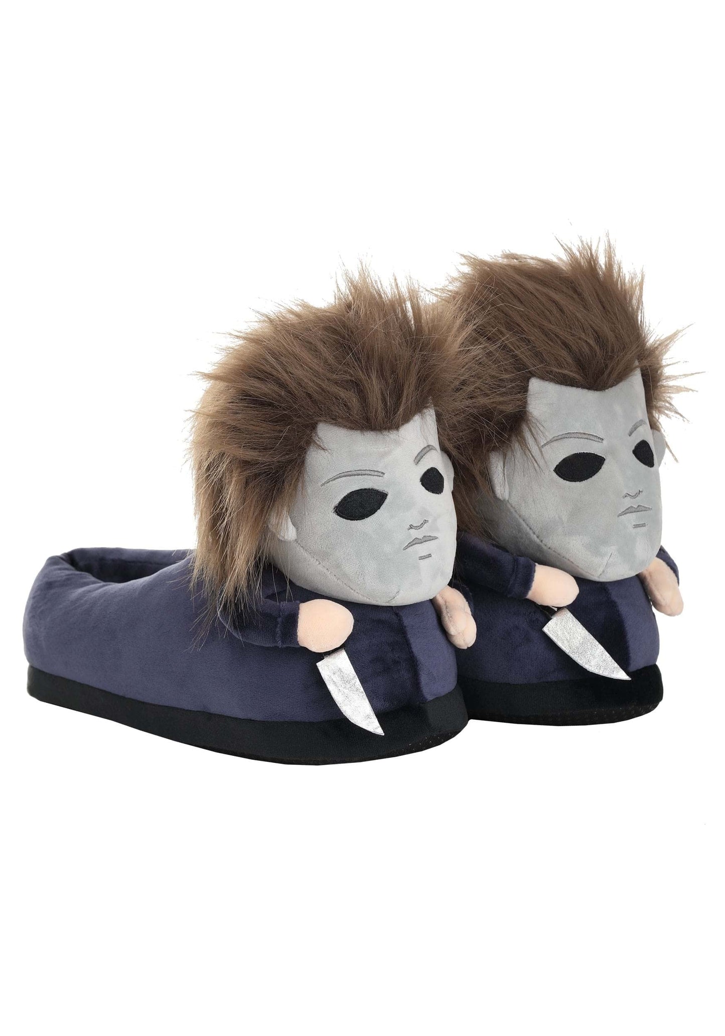 FUN.COM Michael Myers Halloween Slippers for Adults, Officially Licensed Halloween Movie Horror Slippers X-Small, Black, X-Small