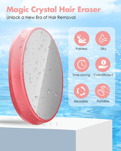 Crystal Hair Eraser for Women and Men, Reusable Crystal Hair Remover - Portable Magic Hair Removal Device - Painless Solution for Back, Arms, and Legs (Pink)