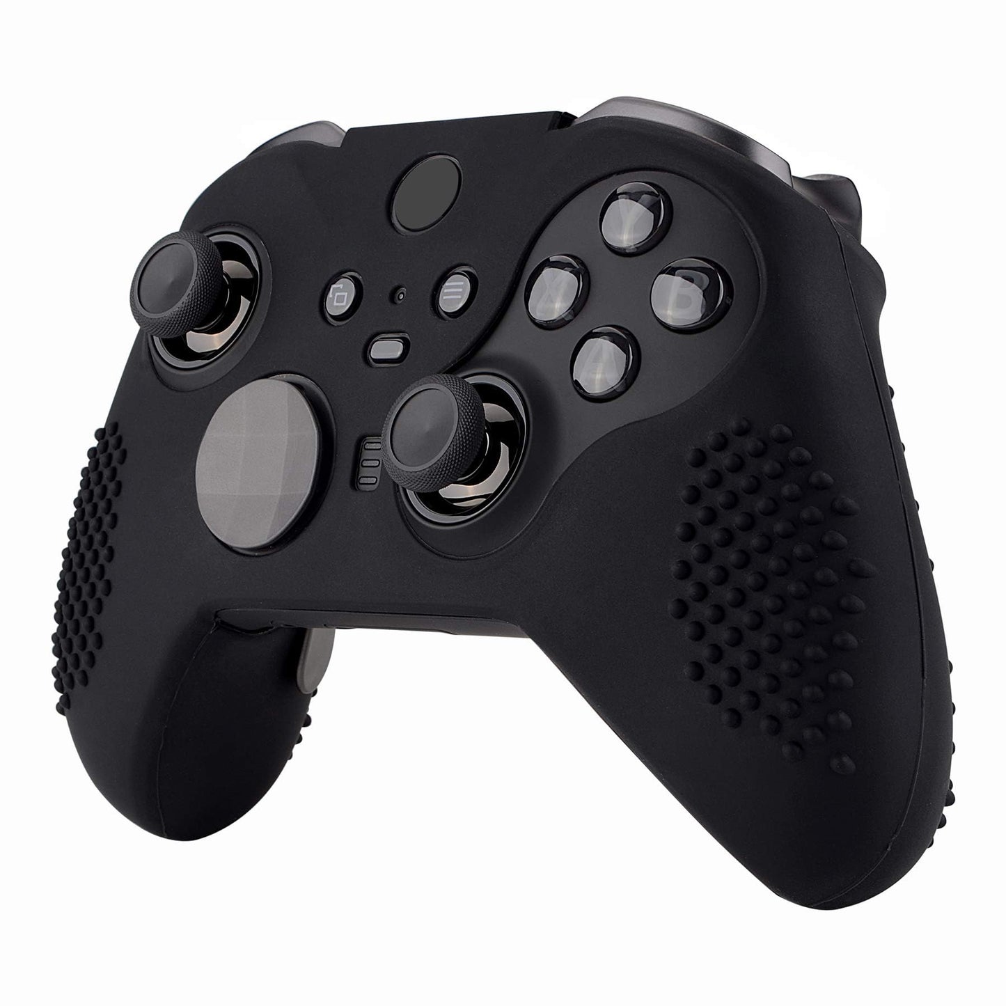 eXtremeRate PlayVital Black Soft Anti-Slip Silicone Cover Skins, Controller Protective Case for New Xbox One Elite Series 2, Xbox Elite 2 Core with Thumb Grips Analog Caps