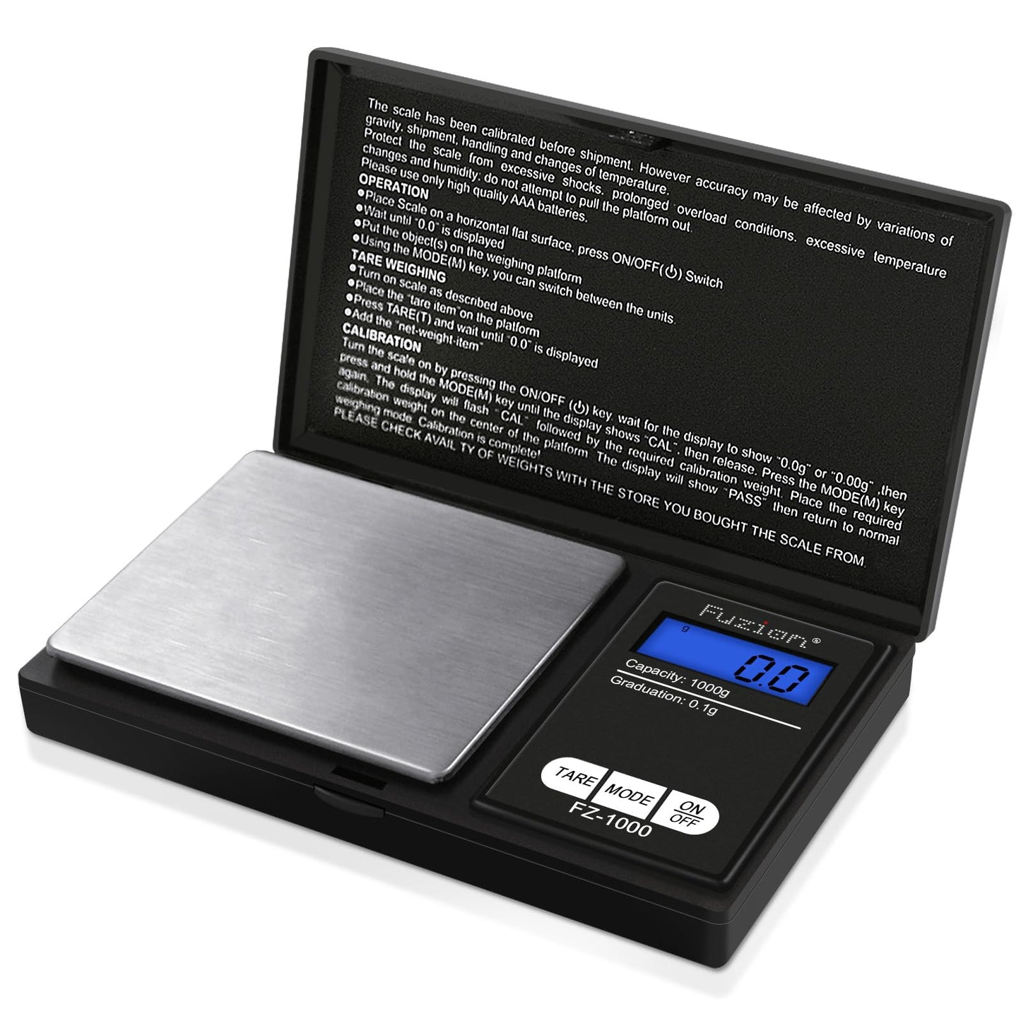 Fuzion Digital Pocket Gram Scale 1000g/0.1g, Small Digital Scales Grams Ounces Grains, Herb Scale, Jewelry Scale, Portable Travel Food Scale