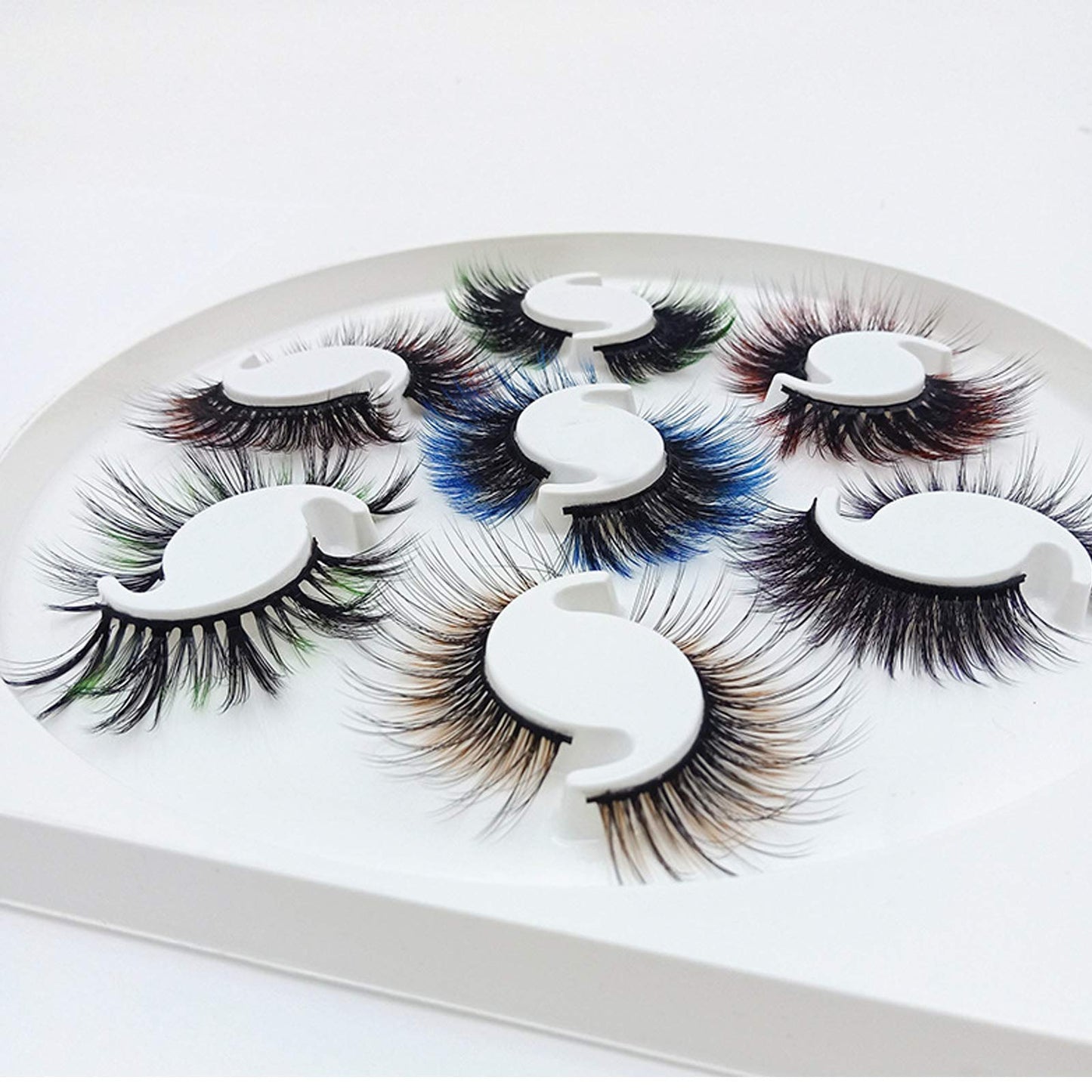 DAODER False Eyelashes Hybrid Colored Lashes Wispy Fake Lashes Natural Look Faux Mink Lashes 15mm Long Cosplay Costume Eye Lashes Multipack 7 Pairs