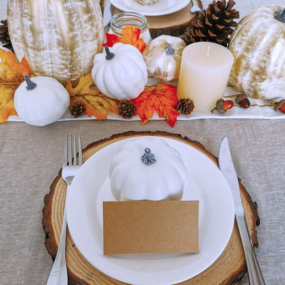 14 Pcs Assorted Fall Artificial Pumpkins Harvest Frosted Pumpkins Gold Brushed White Foam Pumpkins and White Faux Pumpkins for Fall Autumn Season Halloween Thanksgiving Harvest Holiday Season Festive