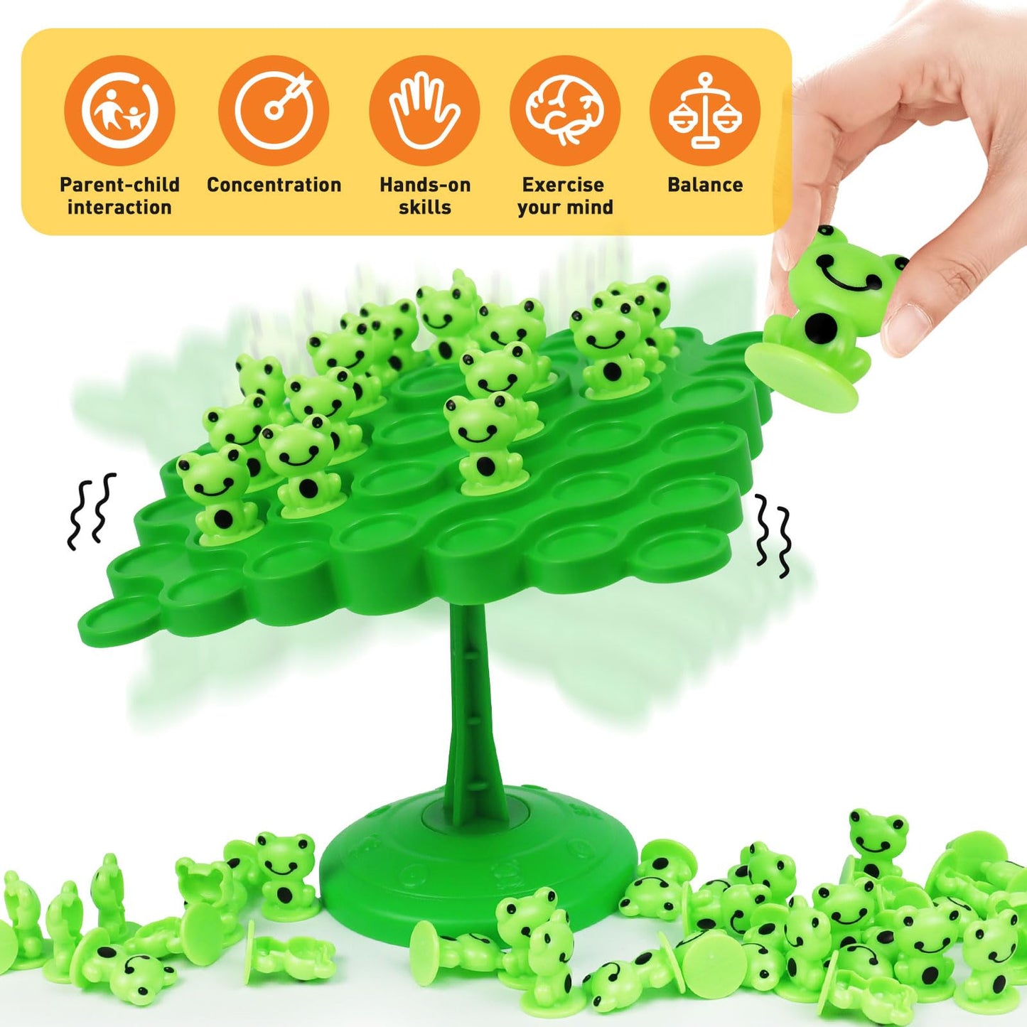 kykake Frog Balance Game Toys,Balance Game Tree Two-Player Parent-Child Interactive Family Tabletop Puzzle Montessori Toy,Frogs Board for Kids and Adults (Frog)