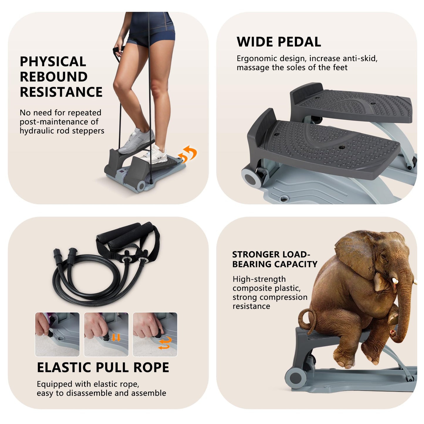 Leikefitness Portable Step Climber Fitness Stepper for Home Gym ST6800 (Gray)