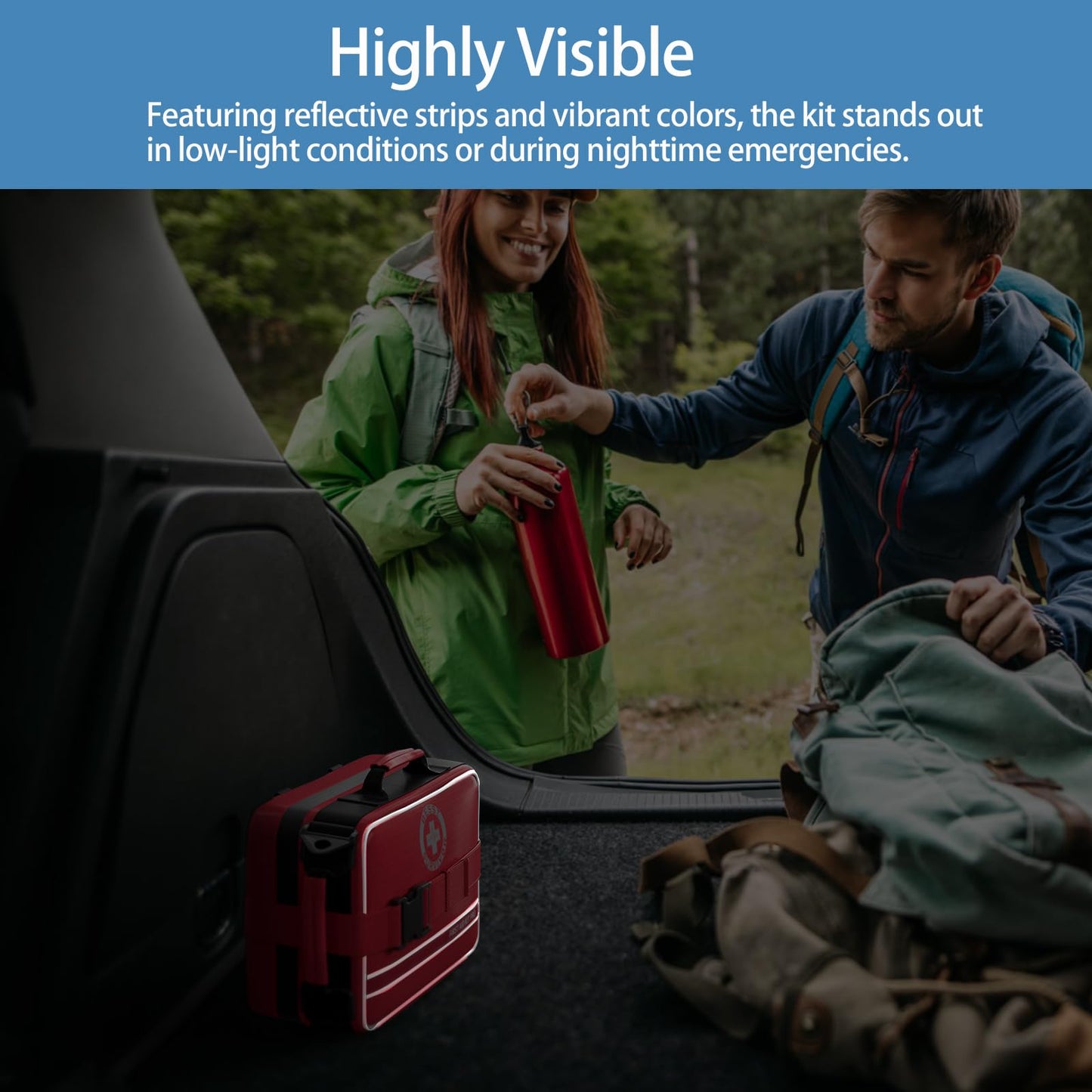 Comprehensive First Aid Kit, Premium Emergency Trauma Kits with Shoulder Strap for Car Camping Gear, Labelled Compartments Survival Kit, Home Essentials, Outdoor Emergency Medical Supplies -324 Piece