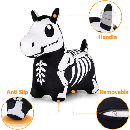 iPlay, iLearn Bouncy Pals Skeleton Hopping Horse, Toddler Bouncing Animal Toys, Inflatable Plush Bounce Hopper, Kid Indoor Ride On Bouncer, Halloween Birthday Gifts 18 Months 2 3 4 5 Year Old Boy Girl