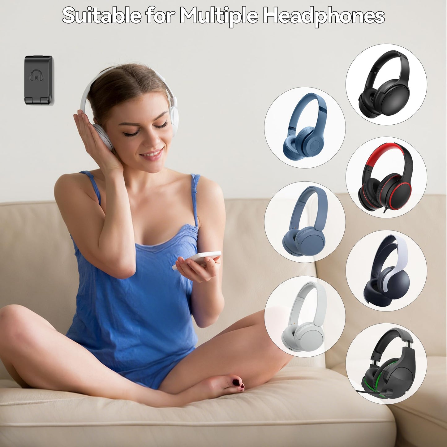 Kosker Headphone Stand, Wall Mount Headset Hanger, Gaming Headphone Holder Hook Clip, Foldable Headset Stand Desk Holder for PC Earphone Accessories, Black (1 Pack)