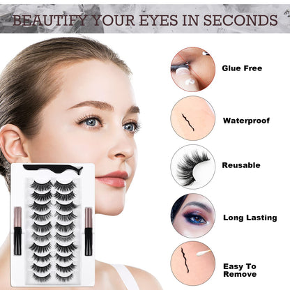 20 Kinds of 3D 5D Magnetic Eyelash Kit with Different Density, Magnetic Eyelashes with 4 Eyelash Glue and 2 Tweezers, for Women and Girls Natural Look No Glue Needed