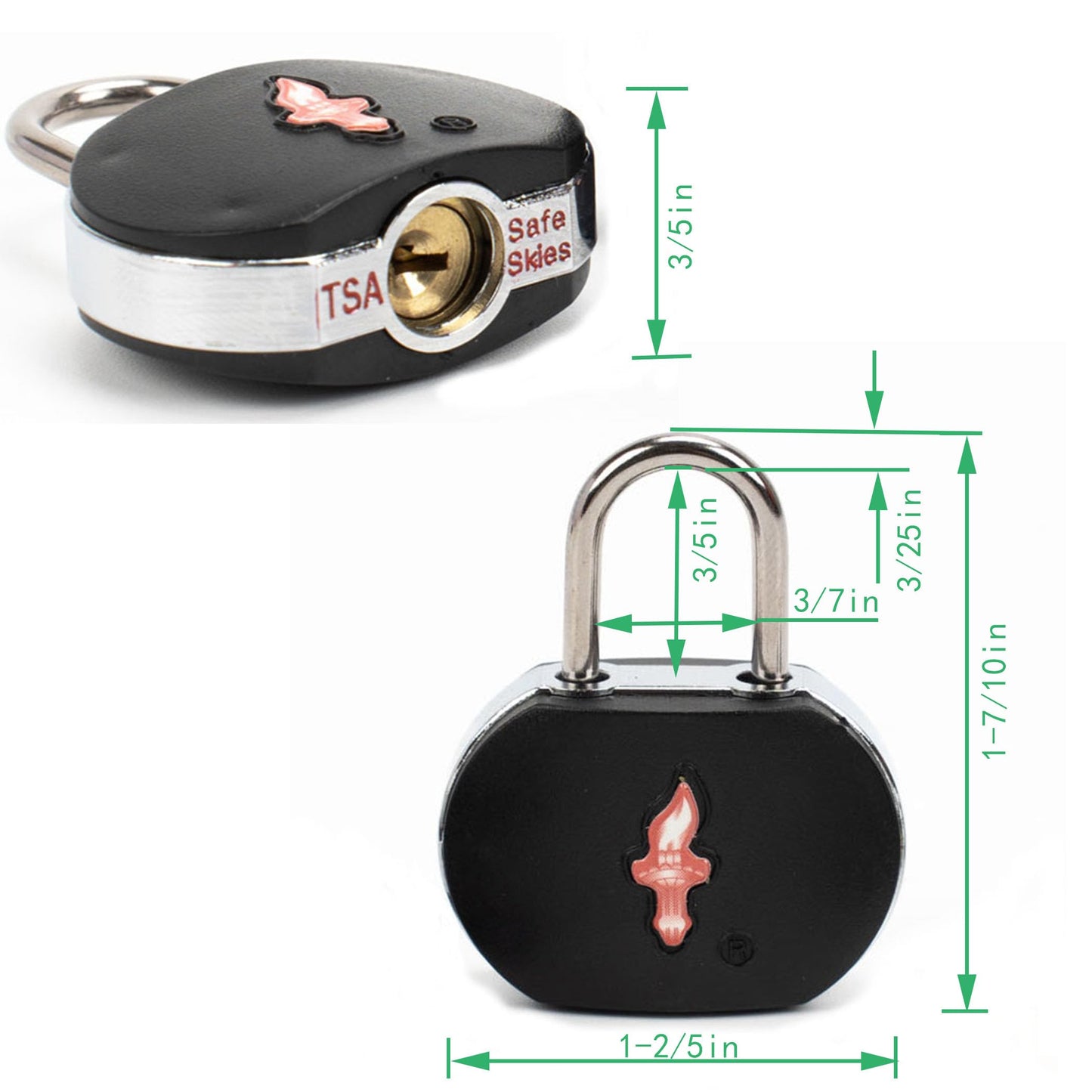 DUALCROWN 4 Pack Luggage Lock TSA Approved Locks with Key, TSA Approved Travel Lock,Suitcase Lock TSA Approved Chrome Plated Ring Body for Backpacks, Bags and Luggage, 4 Pack Family Set