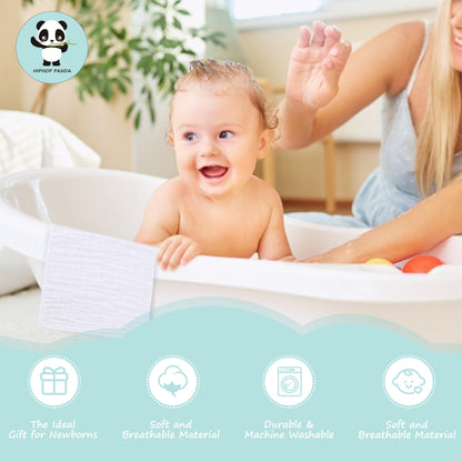 HIPHOP PANDA 10 Pack 6-Layers Muslin Burp Cloths Large - Durable 100% Cotton - Baby Essentials Extra Absorbent and Soft Boys & Girls Rags for Newborn Registry (White, 20" X10")