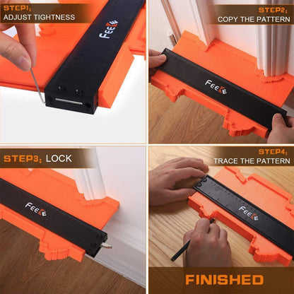 Contour Gauge (12 Inch) with Lock Profile Tool, Gifts for Men Dad Husband Him Super Contour Duplicator Men Gifts Woodworking Tools Carpenter Tools Construction Outline Angle Measuring Tool for Mens