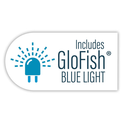 GloFish Crescent aquarium Kit 3 Gallons, Includes Hidden Blue LED Light And Internal Filter