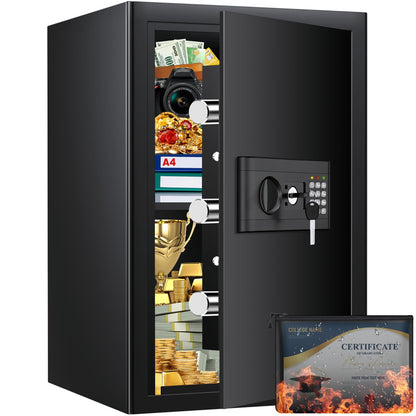 3.5 Cu ft Large Fireproof Safe, Safe Box Fireproof Waterproof, Digital Security Home Safes With Programmable Keypad & Removable Shelf, Fire Proof Safes for Home Document Money Firearm Valuables