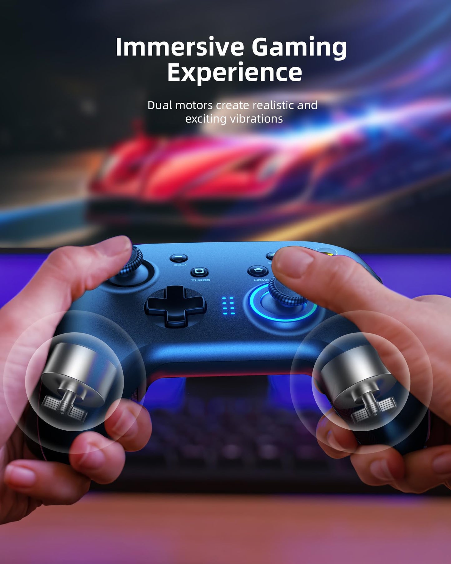 Forty4 Wireless Gaming Controller, Game Controller for PC Windows 7/8/10/11, PS3, Switch, Dual-Vibration Joystick Gamepad for Computer