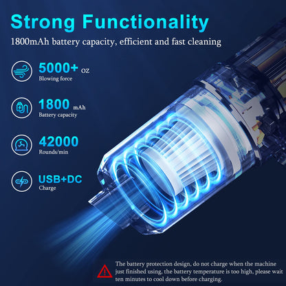 KMM Handheld Car Vacuum Cleaner, 9000Pa Vacuum Cleaner and Air Duster, 120W High Power Hand Held Vacuum with LED Light and Multi-Nozzles for Car, Home, Office, Pet