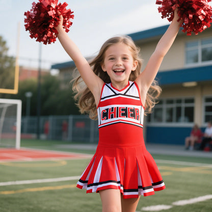 Gortykor Cheerleader Costume for Girls Cheerleading Outfit for Halloween Cheerleader Gifts 3-10 Years (Red, 7-8 Years)