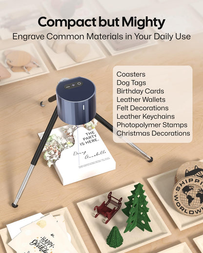 LaserPecker LP1 Pro Laser Engraver for Beginners, Mini Portable Laser Engraving Machine for Wood/Leather/Felt, 190g Lightweight, 10,000+ Hour Lifespan, Laser Safety Glasses Included, Basic Set