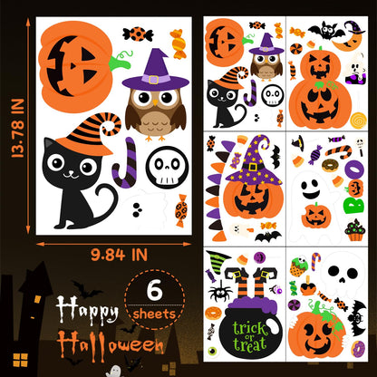 6 Pcs Window Clings - Halloween Decorations With Cute Pumpkin Ghost Stickers and Decals for Party