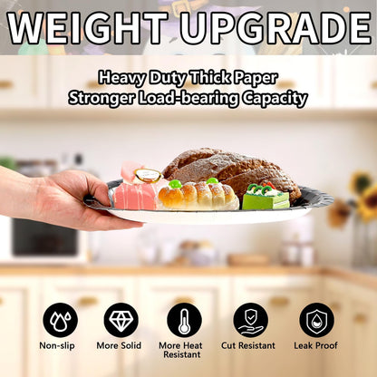 50Pcs Halloween Oval Paper Plates 10" x 12" Large Disposable Heavy Duty Cute Pumpkin Ghost Black Cat Paper Platters Jack-O-Lantern Dessert Plates for Halloween Birthday Holiday Party Supplies