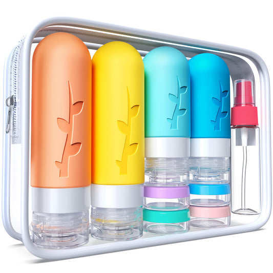 18pack Travel Bottles for Toiletries:Silicone TSA Approved-Containers for Toiletries,Leak Proof Refillable Liqus Shampoo And Conditioner Essentials toiletry Bottles