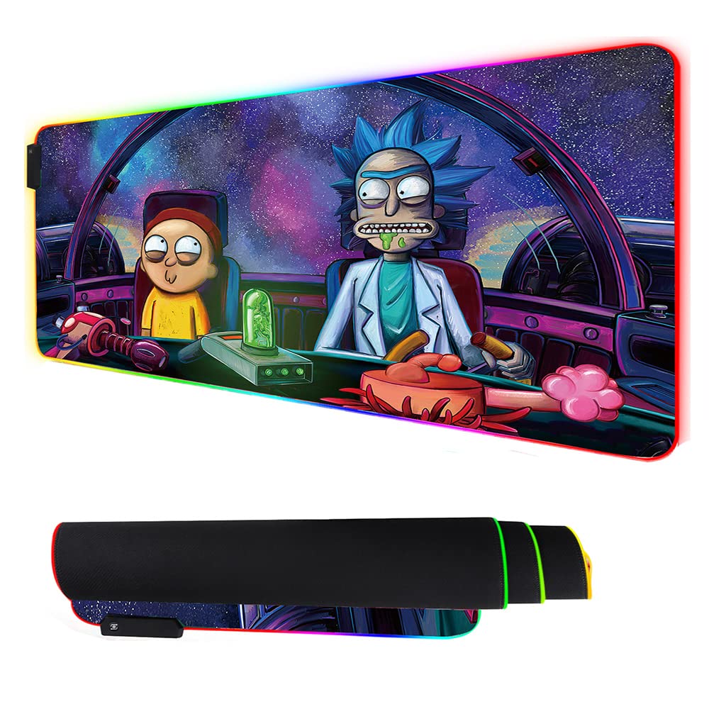 Envysun RGB Mouse Pad LED Light Gaming Mouse Pad with Rubber Base Colorful Computer Carpet Desk Mat for PC Laptop (800x300mm feidie)