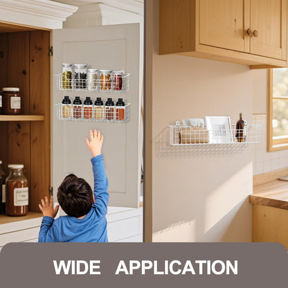 Spice Rack Organizer Wall Mount, Spice Organization Storage Shelf for Cabinet Door, 2 Packs Wall Spice Rack Saving Space for Kitchen, Black