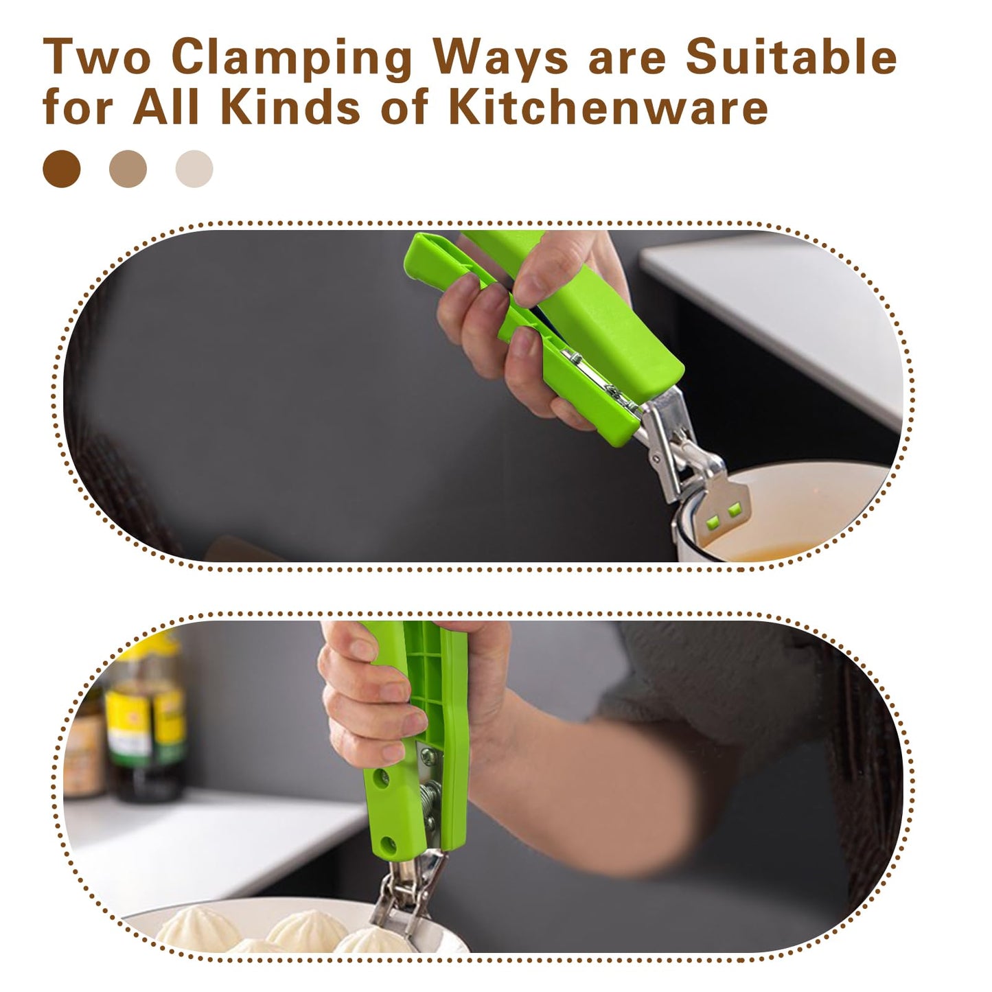 2 Pack Hot Plate Gripper Clips Holder Tongs for Moving Hot Plate Bowls Pizza Pan Air Fryer Microwave Oven with Food Out, Green