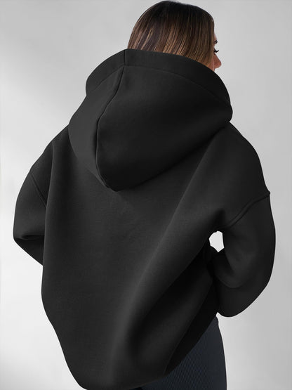 ANRABESS Womens Oversized Hoodies V Neck Sweatshirts Fleece Long Sleeve Pullover Y2K Clothes 2025 Fall Trendy Outfits Black L