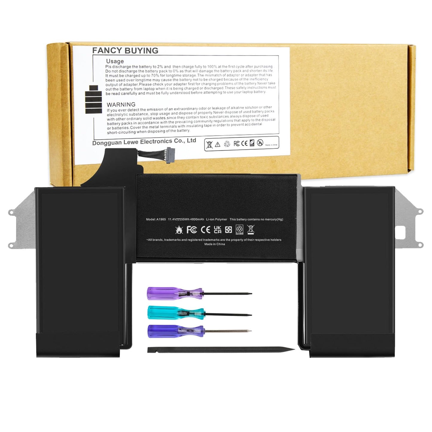 A1965 Laptop Battery for MacBook Air 13" Retina A1932 (2018 2019, Early 2020) A2179 EMC 3184 3302 MacBook Air8,1 8,2 9,1 MRE82 MRE92 MVFH2 MWTJ2 MVH22 MVFM2 MVFK2 MREE2 MREC2 MREA2 MREF2 MUQT2 MUQU2