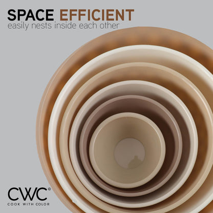 COOK WITH COLOR Mixing Bowls with Lids - 12 Piece Plastic Nesting Bowls Set includes 6 Prep Bowls and 6 Lids, Diamond Design - Microwave Safe