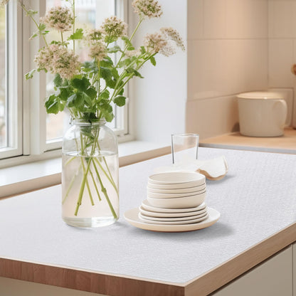 Drawer Shelf Liner for Kitchen Cabinets, Non Adhesive Slip Resistant Shelf Paper Easy to Clean, Strong Grip Thickened Waterproof Washable Mats for Pantry Shelves Cupboard Dresser(White, 12 in x 10 FT)