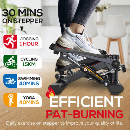 KeppiFitness Steppers for Exercise at Home, Mini Stair Stepper Machine with 350LB Maximum Capacity,Mini Stepper with Resistance Bands for Cardio Fitness Full Body Workout
