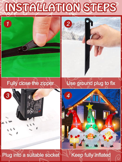 Kalolary Christmas Inflatables Decorations Gnome with Christmas Signs Gift Gingerbread Man Blow Up Yard Decoration for Halloween Party Indoor, Outdoor, Yard, Garden, Lawn Decorations