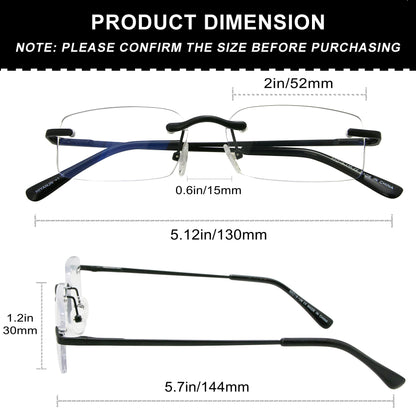 HIYANJN Frameless Reading Glasses Blue Light Blocking Rimless Computer Reader For men Lightweight Eyeglasses(3-Pack,2.25