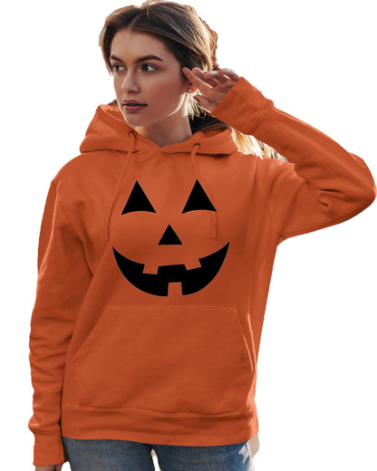 Go All Out Large Orange Mens Jack O Lantern Pumpkin Face Halloween Funny Sweatshirt Hoodie