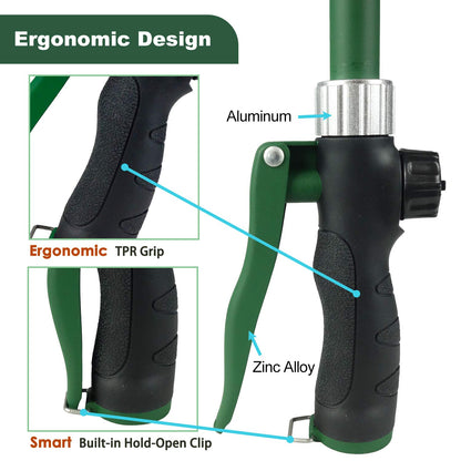 H2O WORKS Heavy Duty 21 Inch Watering Wand with Pivoting Head, Adjustable Water Sprayer Wand with Ergonomic Handle, Spray 6 Watering Patterns, Perfect for Watering Hanging Plants