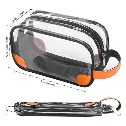 Lermende Clear Toiletry Bag for Traveling, Large Toiletry Bag for Men. Hanging Dopp Kit/Travel kit/Clear Mens Bag/Unisex Bathroom Travel Bag for Mens(Black)