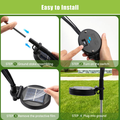 Flumy Solar Outdoor Lights, Waterproof Solar Garden Light, New Upgraded 4 Pack 32 LED Swaying Firefly Light for Outdoor Yard Patio Pathway Christmas Decoration(Warm White)