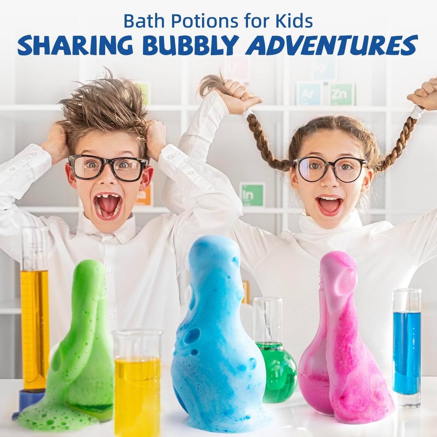 CLOUQUAR Kids Bath Bomb Potions, 6 Pack Non-Toxic Fizzy Bubble Bath Explosions, Colorful Burst Bath Potions for Kids, Scientific & Magical Bath Time Buddy, Fun & Educational Bubble Bath for Kids