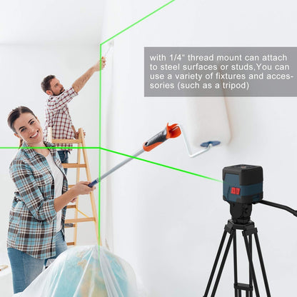 Laser Level, RockSeed Cross Line Laser with Self-Leveling, Vertical and Horizontal Line, Rotatable 360 Degree, Carrying Pouch, Battery Included(Green)
