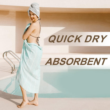 2 Packs Turkish Beach Pool Towels Sandproof Thin Lightweight Fast Drying Compact XL Large Big Wide Long Lounge Chair Cover Sandless Camping Blanket Gear Stuff Necessities Toallas de Playa Women Gifts