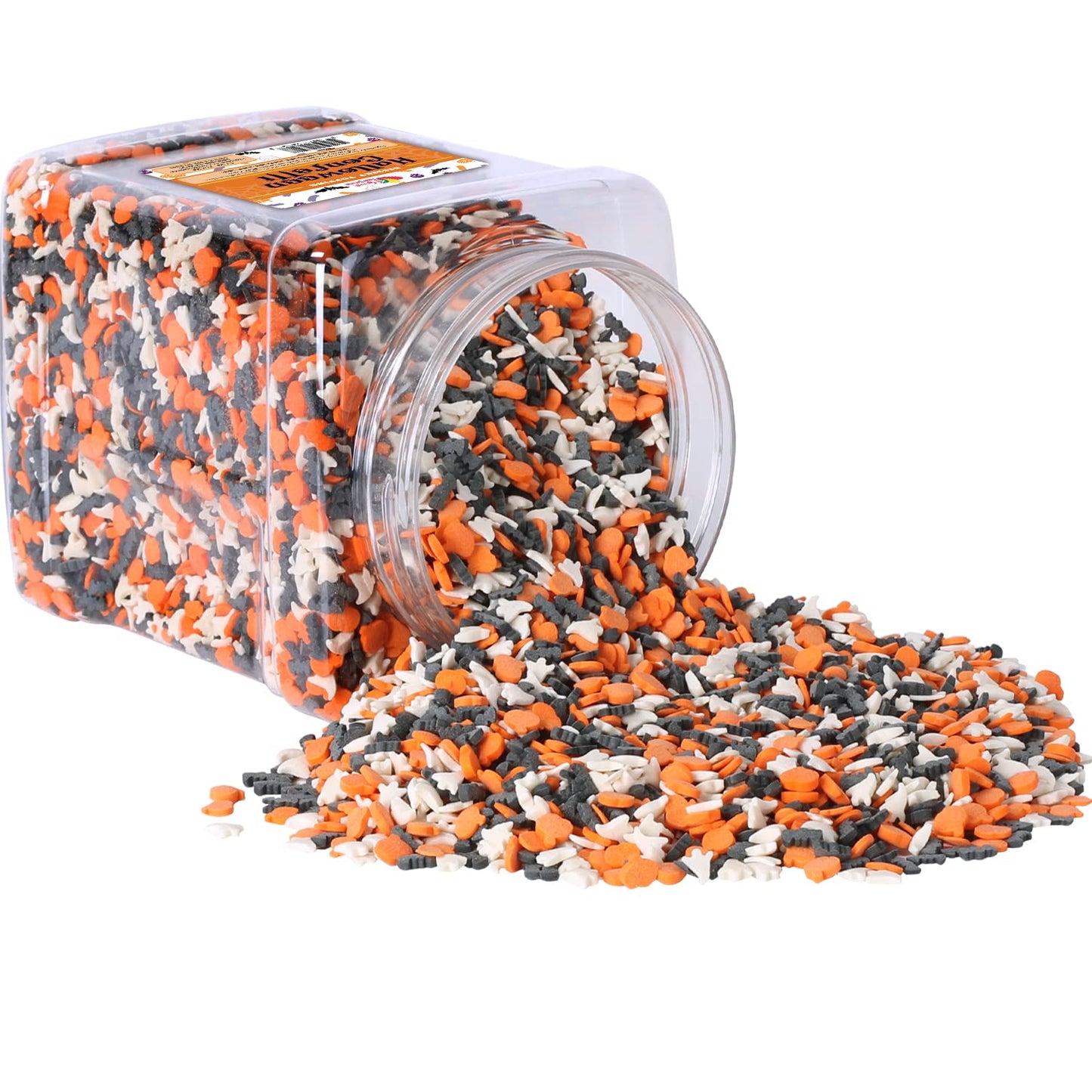 Halloween Sprinkles Bulk - 1.7 LB - Bat, Pumpkin & Ghosts Confetti Sprinkles - Spooky Toppings - Great for Cookies, Cupcakes, Fall