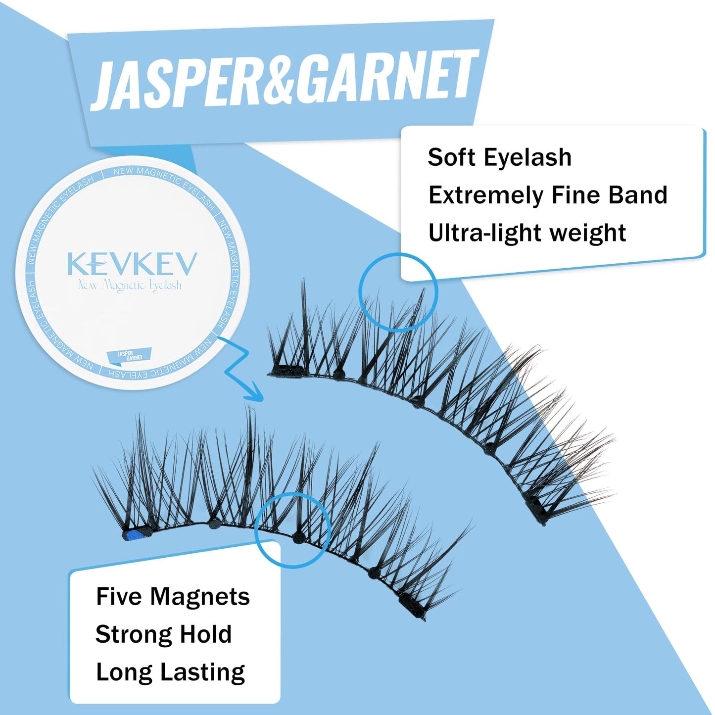 KevKev Magnetic Eyelashes Kit 2Pairs Reusable Magnetic Lashes Kit Smaller Magnets False Eyelashes without Eyeliner No Glue Needed with Applicator Easy to Wear and Remove