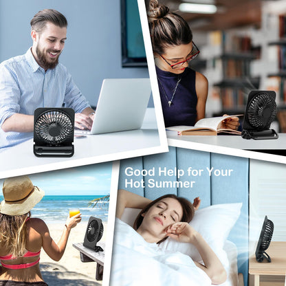 EasyAcc Small Desk Fan Personal Fan, 2000mAh Battery Quiet Mini Desktop Fan Portable Rechargeable Fan for Cruise, Travel Office Pet Cooling Hot Flashes Travel Essentials